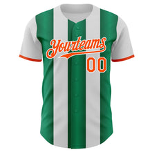 Charger l'image dans la galerie, Custom White Orange-Kelly Green Gradient Vertical Stripe Argentina Style Authentic Baseball Jersey