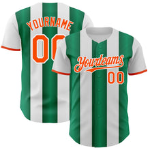 Charger l'image dans la galerie, Custom White Orange-Kelly Green Gradient Vertical Stripe Argentina Style Authentic Baseball Jersey