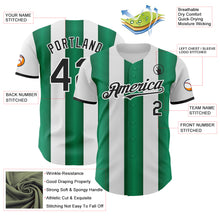 Charger l'image dans la galerie, Custom White Black-Kelly Green Gradient Vertical Stripe Argentina Style Authentic Baseball Jersey