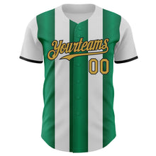 Загрузить изображение в средство просмотра галереи, Custom White Old Gold Kelly Green-Black Gradient Vertical Stripe Argentina Style Authentic Baseball Jersey