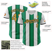 Загрузить изображение в средство просмотра галереи, Custom White Old Gold Kelly Green-Black Gradient Vertical Stripe Argentina Style Authentic Baseball Jersey