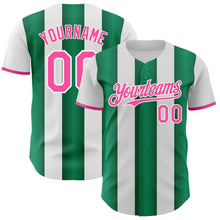 Charger l'image dans la galerie, Custom White Pink-Kelly Green Gradient Vertical Stripe Argentina Style Authentic Baseball Jersey