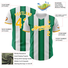 Charger l'image dans la galerie, Custom White Gold-Kelly Green Gradient Vertical Stripe Argentina Style Authentic Baseball Jersey