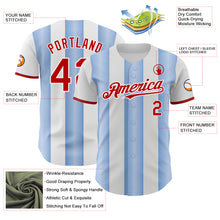 Charger l'image dans la galerie, Custom White Red-Light Blue Gradient Vertical Stripe Argentina Style Authentic Baseball Jersey