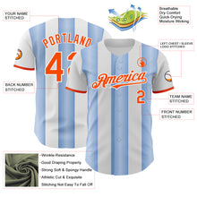 Laden Sie das Bild in den Galerie-Viewer, Custom White Orange-Light Blue Gradient Vertical Stripe Argentina Style Authentic Baseball Jersey