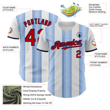 Загрузить изображение в средство просмотра галереи, Custom White Red Light Blue-Navy Gradient Vertical Stripe Argentina Style Authentic Baseball Jersey