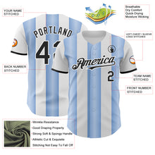 Load image into Gallery viewer, Custom White Black-Light Blue Gradient Vertical Stripe Argentina Style Authentic Baseball Jersey