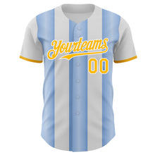 Charger l'image dans la galerie, Custom White Gold-Light Blue Gradient Vertical Stripe Argentina Style Authentic Baseball Jersey