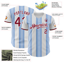 Загрузить изображение в средство просмотра галереи, Custom White Crimson-Light Blue Gradient Vertical Stripe Argentina Style Authentic Baseball Jersey