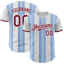 Загрузить изображение в средство просмотра галереи, Custom White Crimson-Light Blue Gradient Vertical Stripe Argentina Style Authentic Baseball Jersey