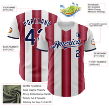 Load image into Gallery viewer, Custom White Navy-Crimson Gradient Vertical Stripe Argentina Style Authentic Baseball Jersey