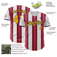 Загрузить изображение в средство просмотра галереи, Custom White Gold Crimson-Navy Gradient Vertical Stripe Argentina Style Authentic Baseball Jersey