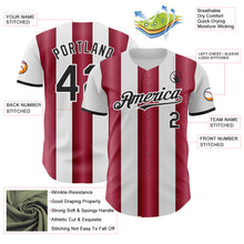Load image into Gallery viewer, Custom White Black-Crimson Gradient Vertical Stripe Argentina Style Authentic Baseball Jersey