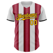 Charger l'image dans la galerie, Custom White Gold Crimson-Black Gradient Vertical Stripe Argentina Style Authentic Baseball Jersey