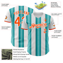 Laden Sie das Bild in den Galerie-Viewer, Custom White Orange-Teal Gradient Vertical Stripe Argentina Style Authentic Baseball Jersey
