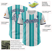 Load image into Gallery viewer, Custom White Gray Teal-Navy Gradient Vertical Stripe Argentina Style Authentic Baseball Jersey