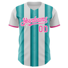 Load image into Gallery viewer, Custom White Pink-Teal Gradient Vertical Stripe Argentina Style Authentic Baseball Jersey