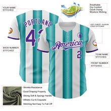 Load image into Gallery viewer, Custom White Purple-Teal Gradient Vertical Stripe Argentina Style Authentic Baseball Jersey