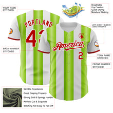 Load image into Gallery viewer, Custom White Red-Neon Green Gradient Vertical Stripe Argentina Style Authentic Baseball Jersey