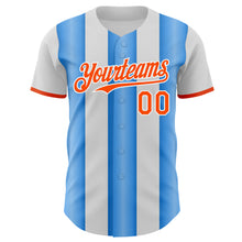 Load image into Gallery viewer, Custom White Orange-Electric Blue Gradient Vertical Stripe Argentina Style Authentic Baseball Jersey