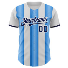 Load image into Gallery viewer, Custom White Navy-Electric Blue Gradient Vertical Stripe Argentina Style Authentic Baseball Jersey