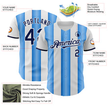 Load image into Gallery viewer, Custom White Navy-Electric Blue Gradient Vertical Stripe Argentina Style Authentic Baseball Jersey
