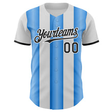 Load image into Gallery viewer, Custom White Black-Electric Blue Gradient Vertical Stripe Argentina Style Authentic Baseball Jersey