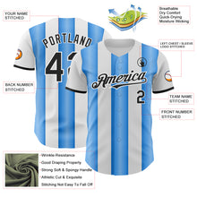 Load image into Gallery viewer, Custom White Black-Electric Blue Gradient Vertical Stripe Argentina Style Authentic Baseball Jersey