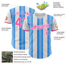 Load image into Gallery viewer, Custom White Pink-Electric Blue Gradient Vertical Stripe Argentina Style Authentic Baseball Jersey
