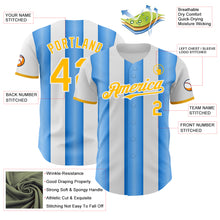Load image into Gallery viewer, Custom White Gold-Electric Blue Gradient Vertical Stripe Argentina Style Authentic Baseball Jersey