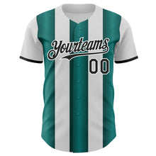 Load image into Gallery viewer, Custom White Black-Midnight Green Gradient Vertical Stripe Argentina Style Authentic Baseball Jersey