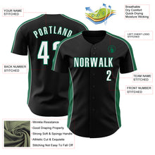 Загрузить изображение в средство просмотра галереи, Custom Black White-Kelly Green Classic Color Block Side Panel Stripe Authentic Baseball Jersey