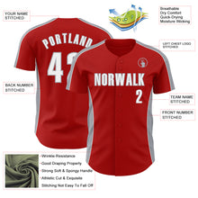 Laden Sie das Bild in den Galerie-Viewer, Custom Red White-Gray Classic Color Block Side Panel Stripe Authentic Baseball Jersey