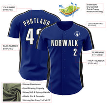 Laden Sie das Bild in den Galerie-Viewer, Custom Royal White-Black Classic Color Block Side Panel Stripe Authentic Baseball Jersey