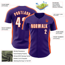 Charger l'image dans la galerie, Custom Purple White-Orange Classic Color Block Side Panel Stripe Authentic Baseball Jersey