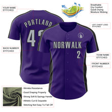 Загрузить изображение в средство просмотра галереи, Custom Purple Gray-Black Classic Color Block Side Panel Stripe Authentic Baseball Jersey