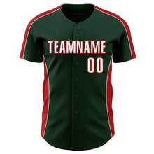 Laden Sie das Bild in den Galerie-Viewer, Custom Green White-Red Classic Color Block Side Panel Stripe Authentic Baseball Jersey