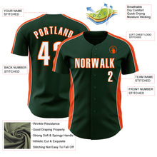 Load image into Gallery viewer, Custom Green White-Orange Classic Color Block Side Panel Stripe Authentic Baseball Jersey