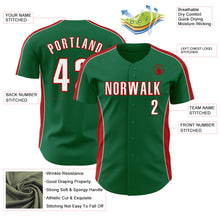 Load image into Gallery viewer, Custom Kelly Green White-Red Classic Color Block Side Panel Stripe Authentic Baseball Jersey