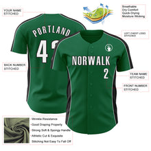 Load image into Gallery viewer, Custom Kelly Green White-Black Classic Color Block Side Panel Stripe Authentic Baseball Jersey