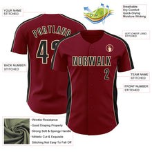 Load image into Gallery viewer, Custom Crimson Black-Cream Classic Color Block Side Panel Stripe Authentic Baseball Jersey