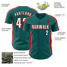 Загрузить изображение в средство просмотра галереи, Custom Teal White-Red Classic Color Block Side Panel Stripe Authentic Baseball Jersey
