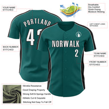 Загрузить изображение в средство просмотра галереи, Custom Teal White-Black Classic Color Block Side Panel Stripe Authentic Baseball Jersey