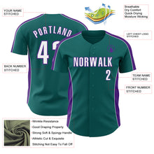 Загрузить изображение в средство просмотра галереи, Custom Teal White-Purple Classic Color Block Side Panel Stripe Authentic Baseball Jersey