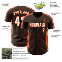 Load image into Gallery viewer, Custom Brown White-Orange Classic Color Block Side Panel Stripe Authentic Baseball Jersey