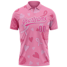 Charger l'image dans la galerie, Custom Pink White 3D Pink Ribbon Breast Cancer Awareness Month Women Health Care Support Performance Polo Shirt