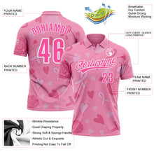 Load image into Gallery viewer, Custom Pink White 3D Pink Ribbon Breast Cancer Awareness Month Women Health Care Support Performance Polo Shirt