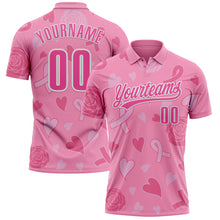Charger l'image dans la galerie, Custom Pink White 3D Pink Ribbon Breast Cancer Awareness Month Women Health Care Support Performance Polo Shirt