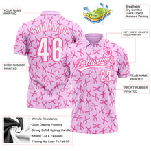 Load image into Gallery viewer, Custom Pink White 3D Pink Ribbon Breast Cancer Awareness Month Women Health Care Support Performance Polo Shirt