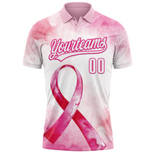 Charger l'image dans la galerie, Custom Pink White-Hot Pink 3D Pink Ribbon Breast Cancer Awareness Month Women Health Care Support Performance Polo Shirt